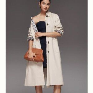 AVEC LES FILLES Darling Long Tan Button Back Tartan Coat Jacket Sz M NWT $190!!